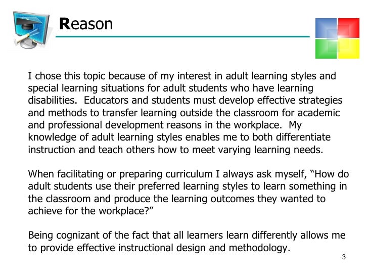Learning presentation styles for adults Jim midget garland december 2010